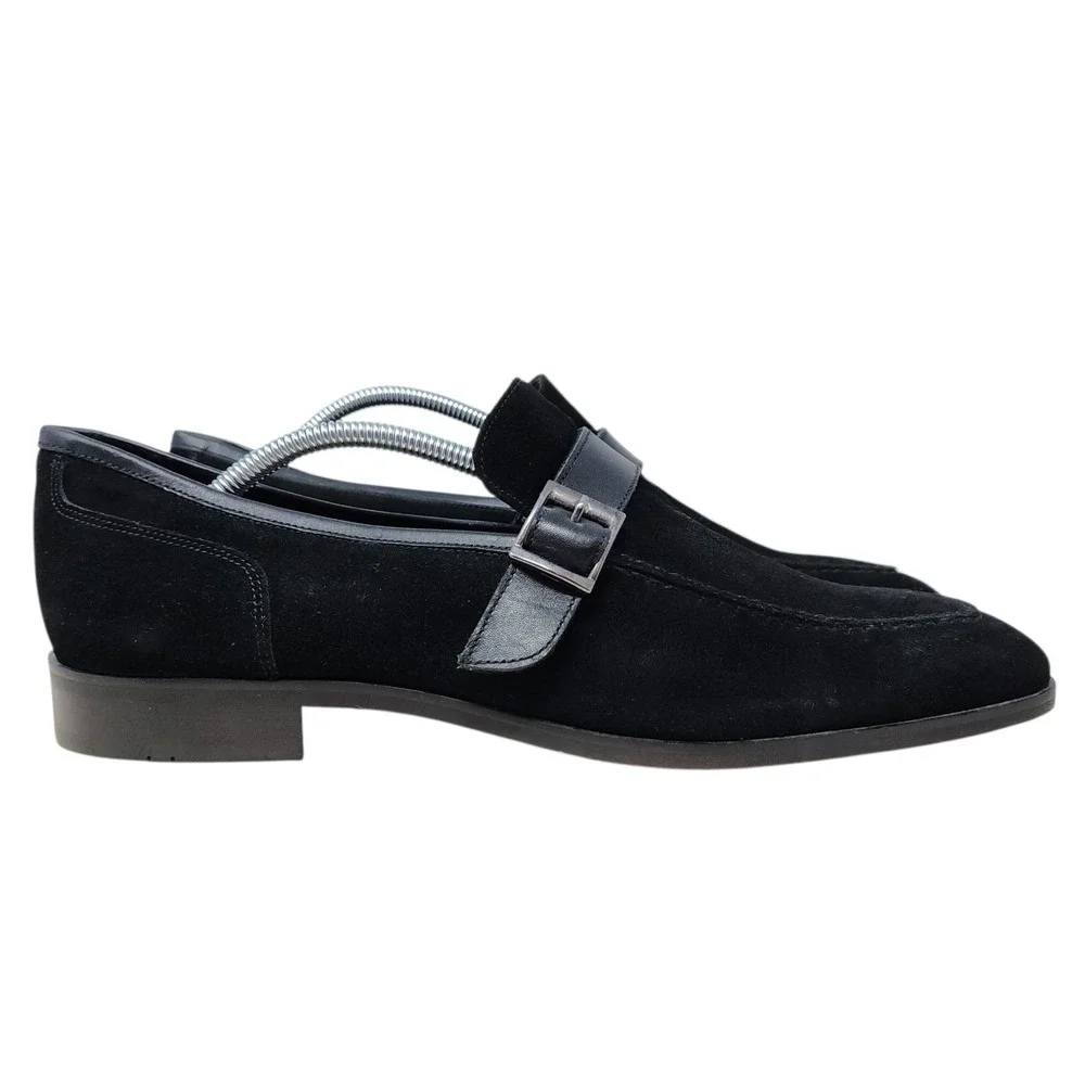 Torento Monk Strap Loafers 45 US 12 Mens Black Suede Leather Handmade Dress $329